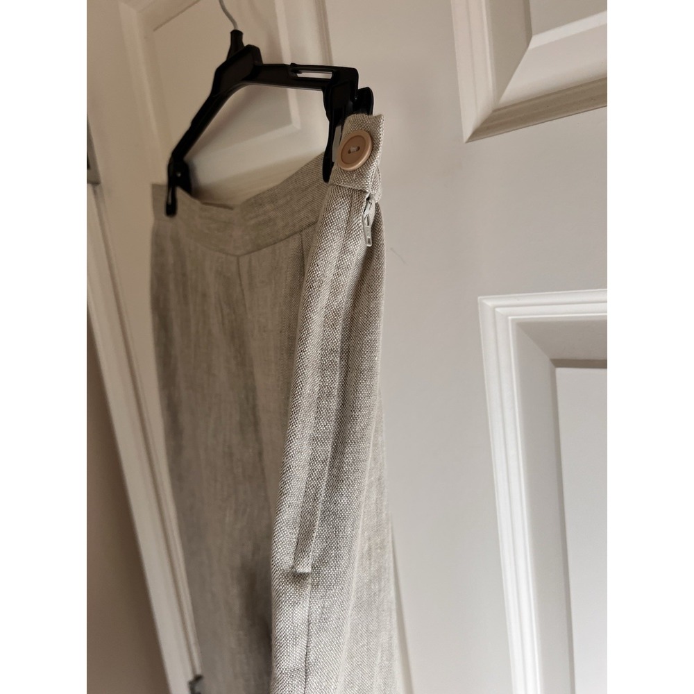 100% Linen Pants Plaza South Tan/Gray. Neutral Business Tapered Leg Trouser 12 - Picture 4 of 9